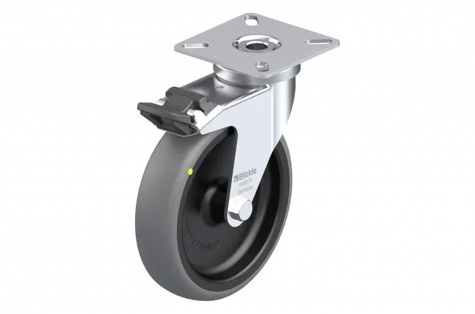 ESD furniture wheel, plate mounting, brake, Ø 100 x 25 mm