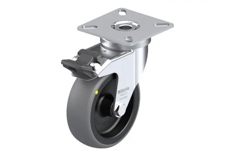 ESD furniture wheel, plate mounting, brake, Ø 75 x 25 mm