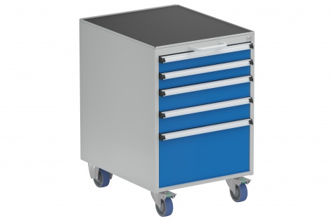 Drawer unit 53/66-1, 2x75, 2x100, 1x250 with castors