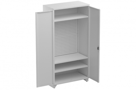 Shelving cabinet 100/50/200, 3x shelf, 2x perforated panel