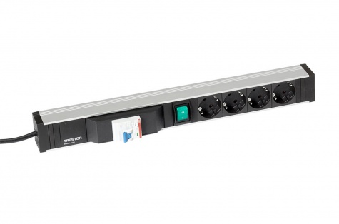 Treston Power rail 468, 4 sockets + switch + fault current protection