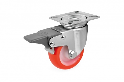 S36 поворотное колесо для мебели с монтажной панелью и тормозами, диаметр 50x18 mm