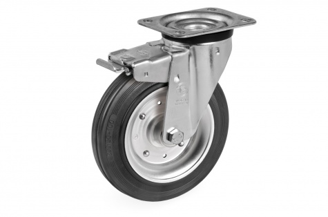 S53 Plate-mounted, swivel wheel, with brake, 65-230kg